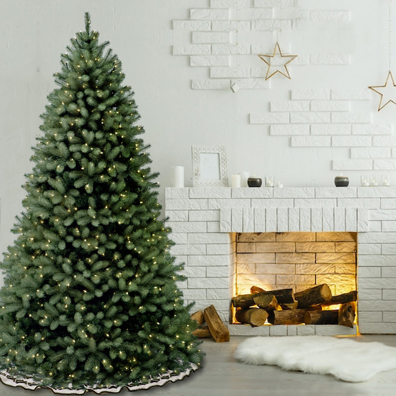 The Holiday Aisle® Downswept Douglas Blue Fir Tree with Clear Lights, 7.5' H