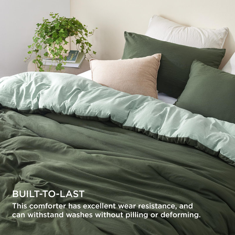 Bedsure Reversible Prewashed Comforter Set, Queen Comforter + 2 Standard Pillowcases, Grayish Purple