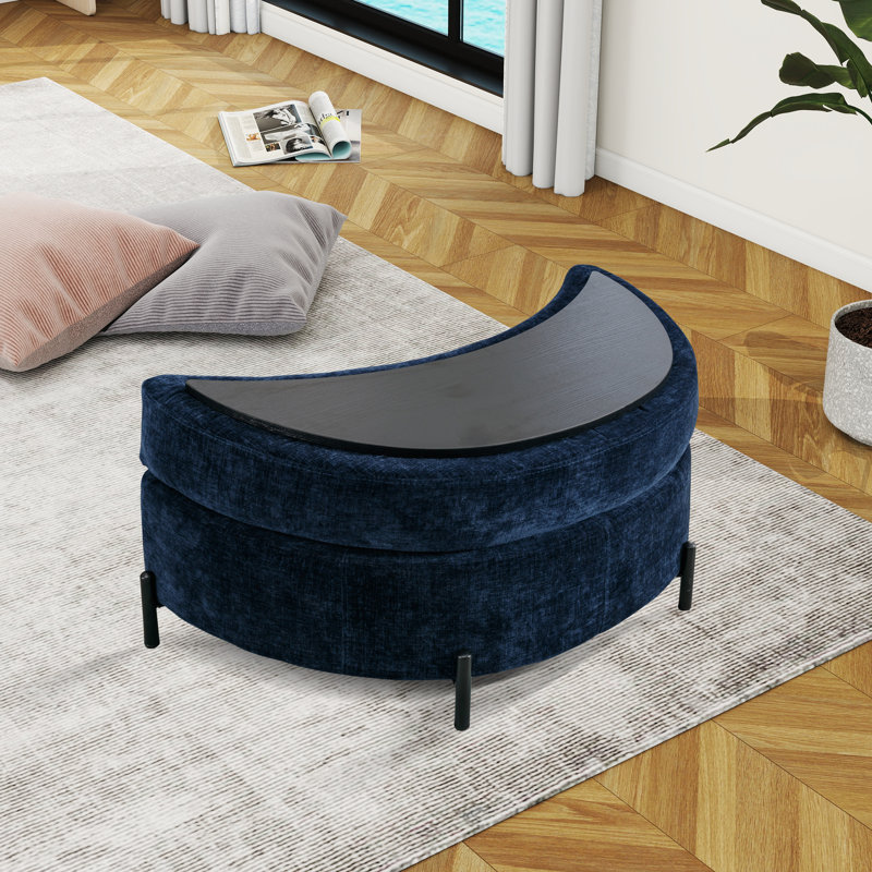 Achorn Upholstered Ottoman, Navy Chenille