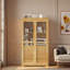 Spacieux garde-manger en bois de pin de 44,7 x 20 x 75 pouces avec portes en verre et 4 tiroirs pour un rangement polyvalent-777047720