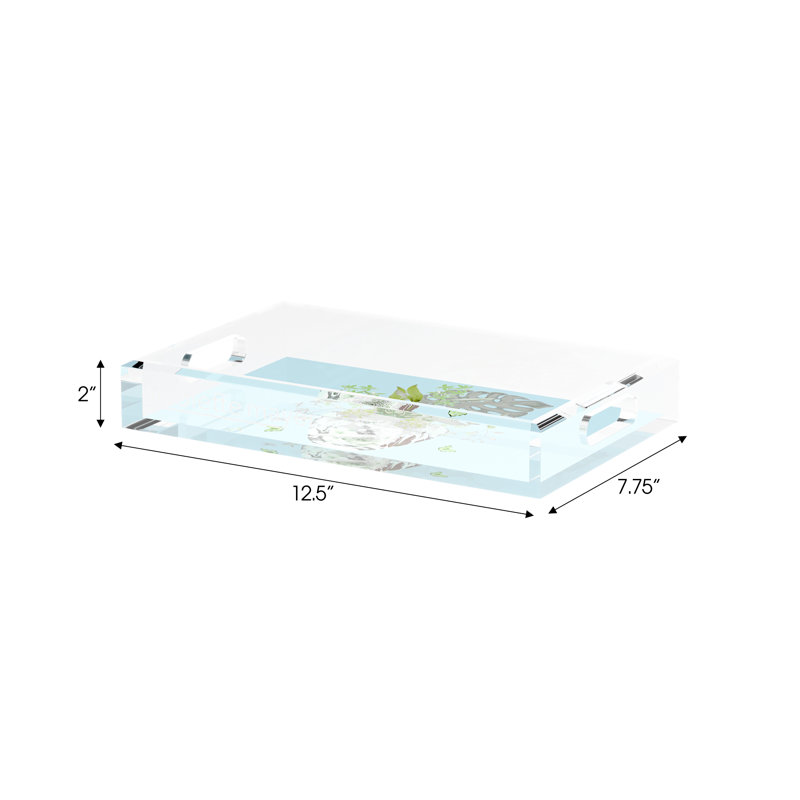 Monkey Large Jungle Acrylic Rectangle Decorative Tray, Green Which, 17"W x 10.5"D x 2"H