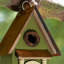 Maison d'oiseaux décorative en bois massif vieilli vert 11,25 "H