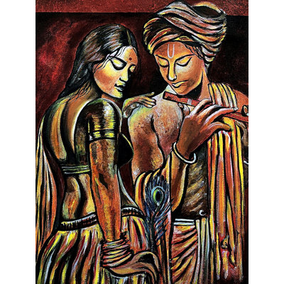 Radha Krishna Model Acrylic Art On Canvas | Painting By Akash Bhisikar