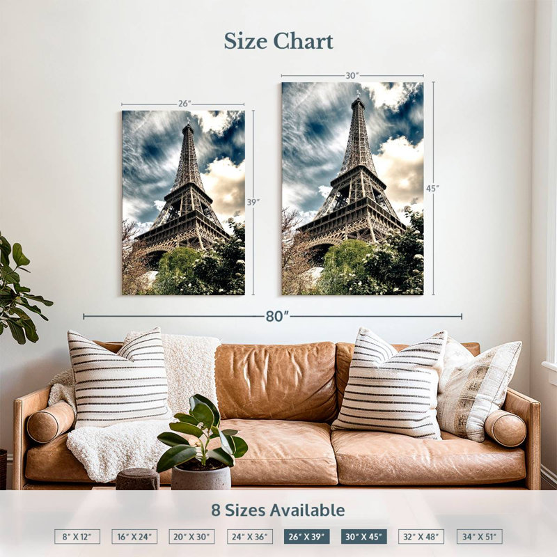 Aime Eiffel Tower From Below, 39" H x 26" W