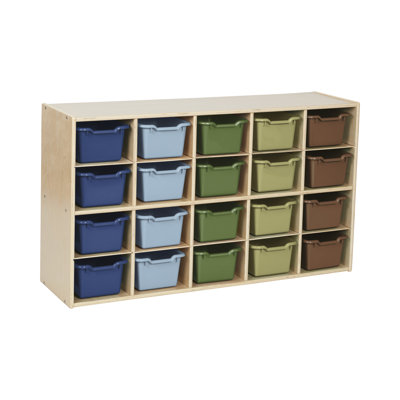  ECR4Kids Streamline 20 Cubby Tray Cabinet and 20 Scoop Front Bins, 4x5, Kids Furniture