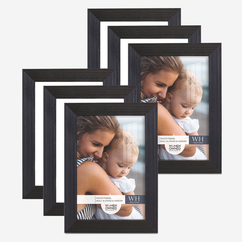 Ensemble de 2 cadres à photo simples en bois 3 po x 5 po noirs, Ébène, 5 po x 7 po