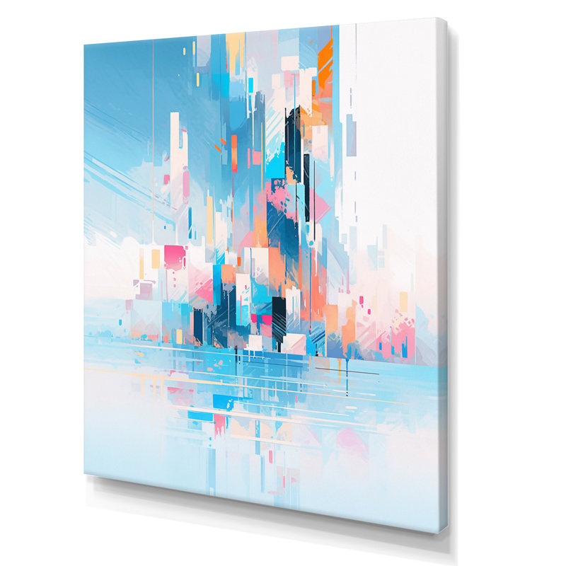 «Teal Peach Interlocking Perspectives» sur toile, H 20 po x l 12 po x P 1 po, Toile tendue