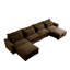 Canapé modulaire en U brun en velours côtelé, canapé 4 places avec 2 tabourets de rangement et 4 coussins de taille-1357814431