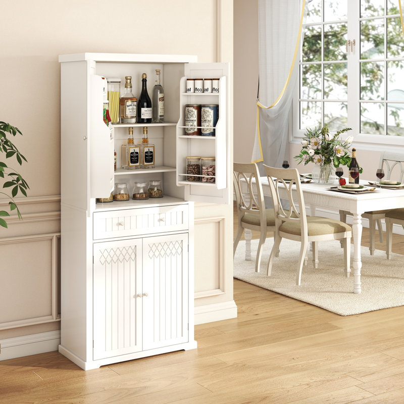 Armoire de cuisine de 72 po de hauteur, armoire de rangement autoportante moderne avec portes, tiroir et tablettes réglables pour la salle à manger et la cuisine