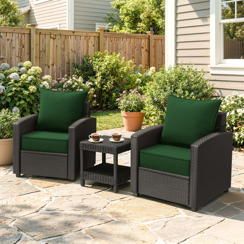 Outdoor 6.5" Thick Deep Seating Seat/Back Cushion, Hunter Green
