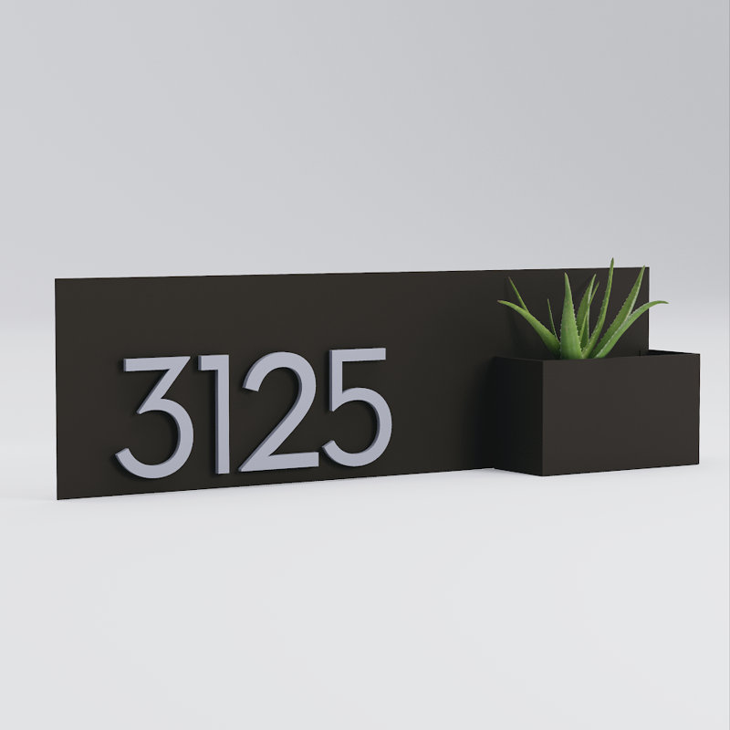 Vista View Wall Address Plaque, Silver, Yes, Dark Brown