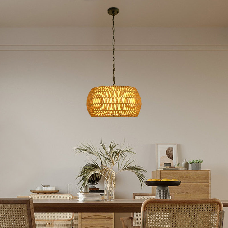 Luminaire suspendu tambour tissé 3 lumières Amenadiel