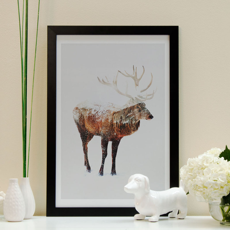 " Deer V " by Andreas Lie, 26" H x 18" W x 1.5" D, Classic Wood Framed Canvas