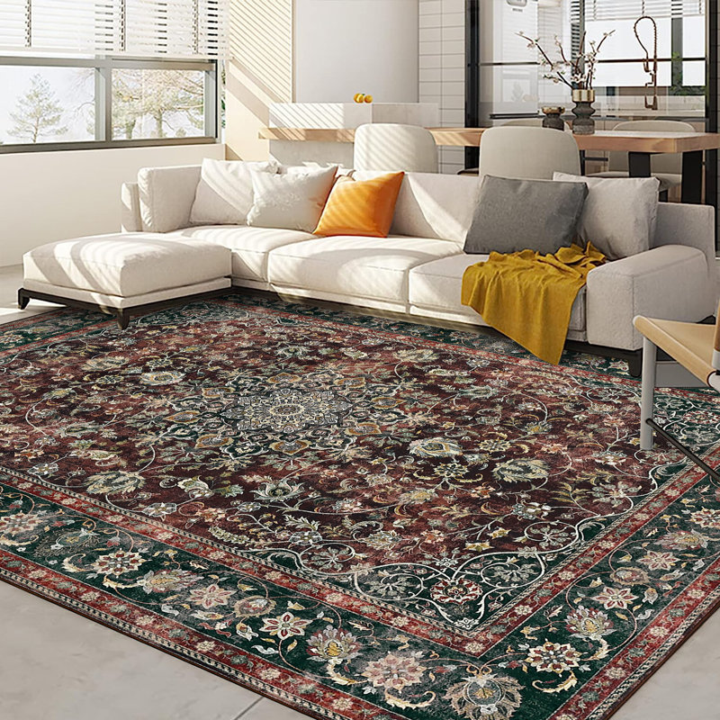 Area Rug for Living Room  Machine Washable Area Rugs- Soft Low-Pile, Machine Washable, Vintage Non-Slip & Mark Resistant Carpet - Non-Shedding - Bedroom & Dining Decor