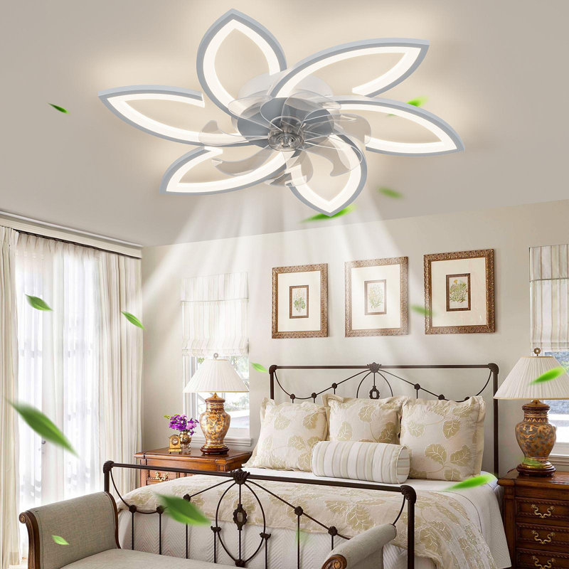 30.7In Ceiling Fan With Lights, Remote Control 3 Color Temperatures,6 Gear Wind Speed Fan Light, White, White