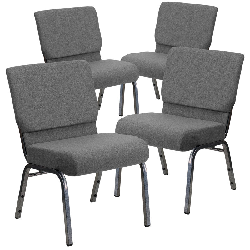 Stark 21''W Stacking Church Chair, Silver Vein, Gray