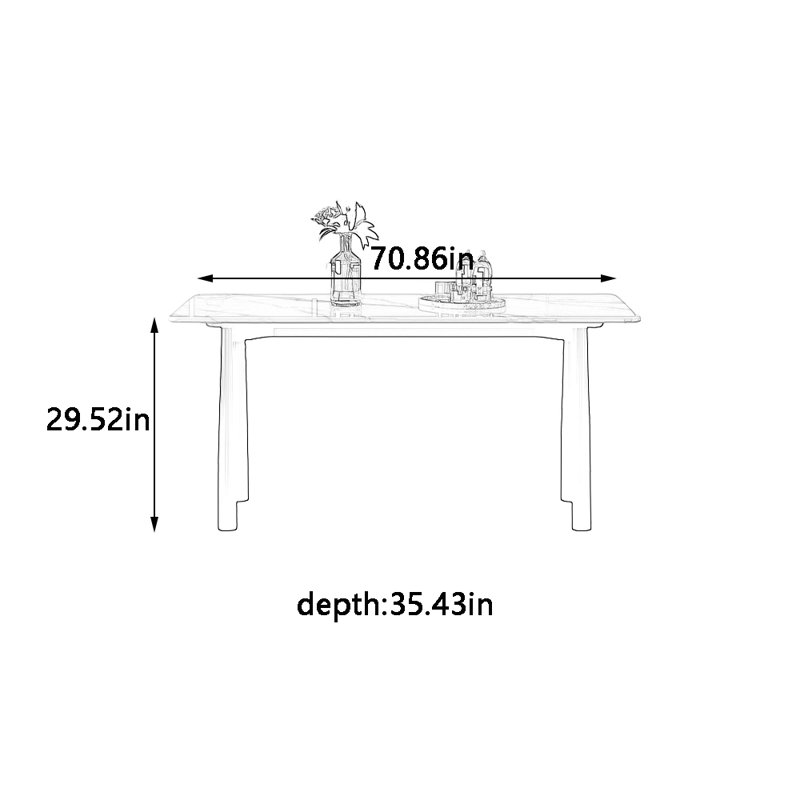 Table de salle à manger Nanomètre, H 29,52 po x L 70,86 po x l 35,43 po