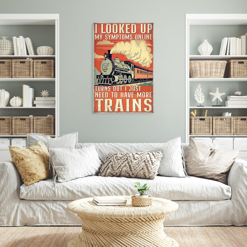 «Need To Have More Trains» - 1 pièce, graphique rectangle Need To Have More Trains - 1 pièce, impression sur toile tendue sur toile tendue