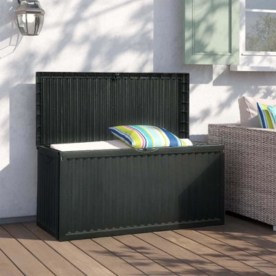 Garden Storage Box Plastic Outdoor Lock Lid Large 336L Patio Container Wheels Aarohi