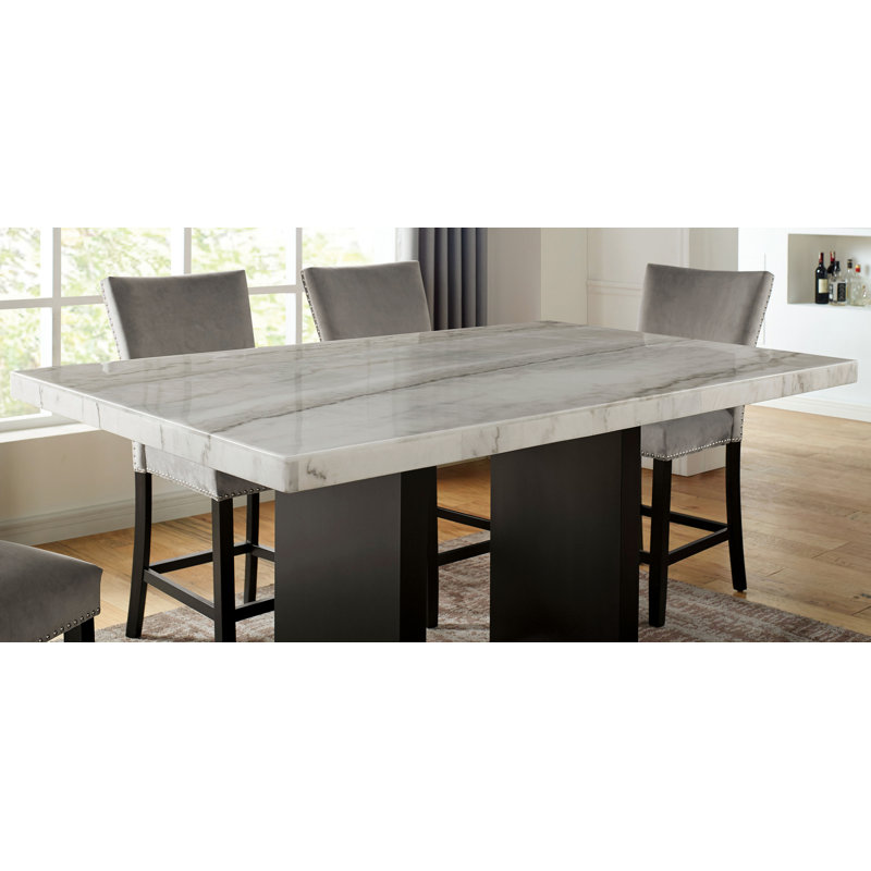 Pentwater Marble Top Solid Wood Base Dining Table
