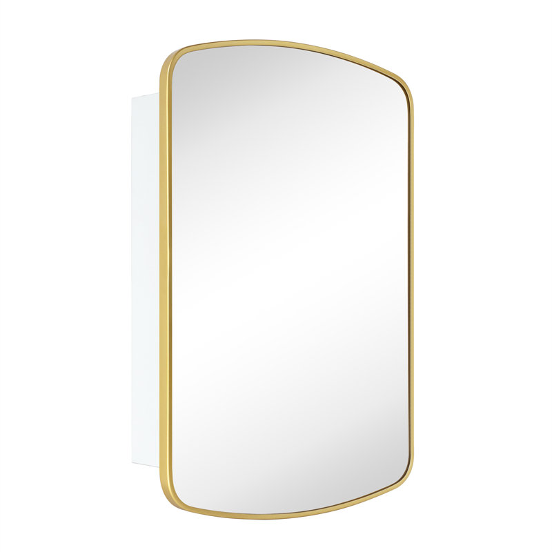 Castorina 18'' W 27'' H Framed Medicine Cabinet with Mirror and 3 Adjustable Shelves, Brushed Gold