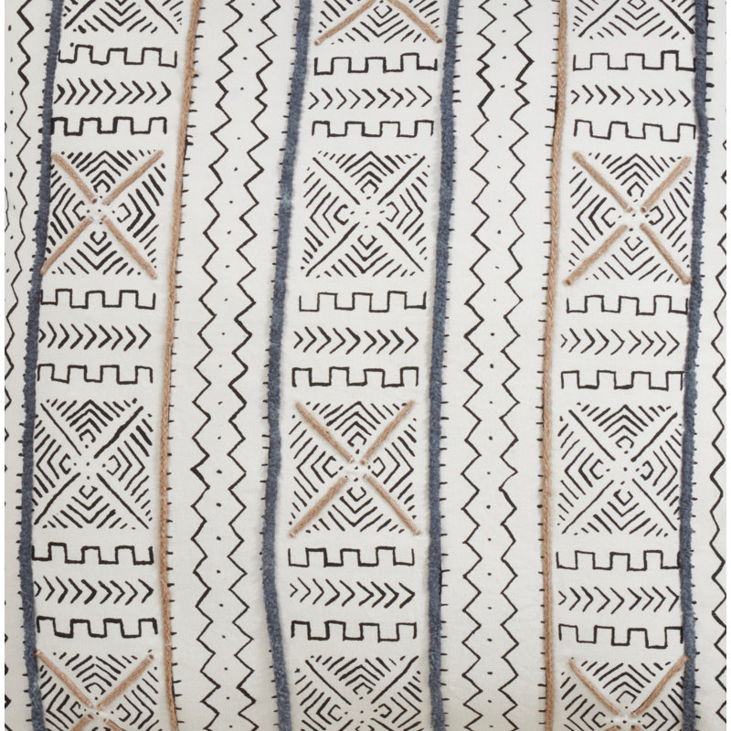 Housse et insert de coussin en coton Bogolan Collection, Plumes