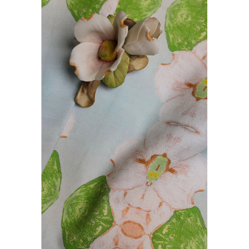 Flowering Dogwoods Square Pillow Cover & Insert, 22"H x 22"W, Light Blue Floral