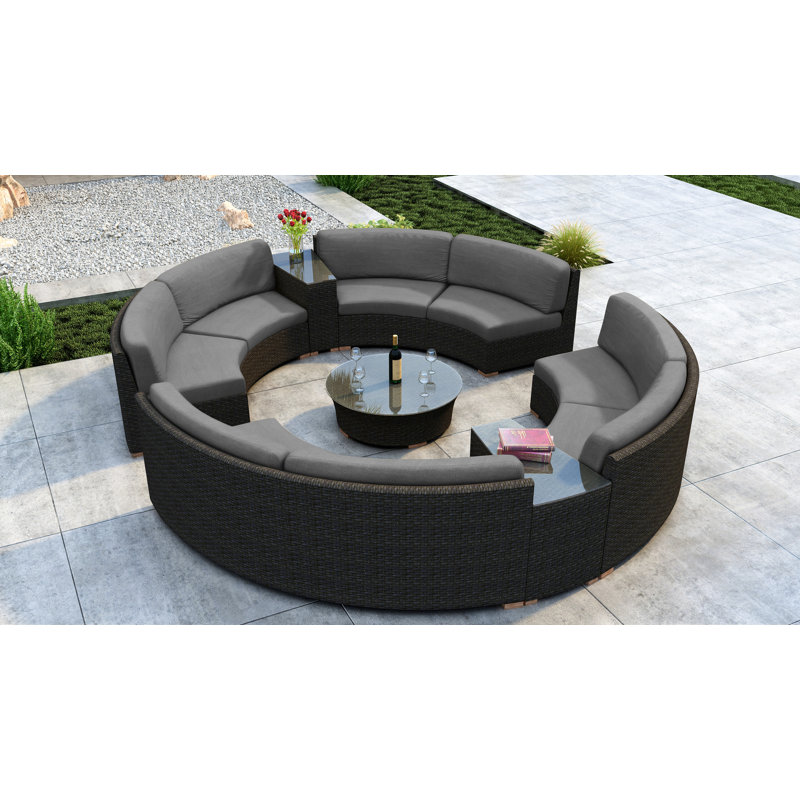 Glen Ellyn 8 - Person Patio Conversation Set with Cushions, Canvas Charcoal Sunbrella® Canvas