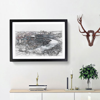 River Thames & London Skyline Sketch - Picture Frame Graphic Art Print