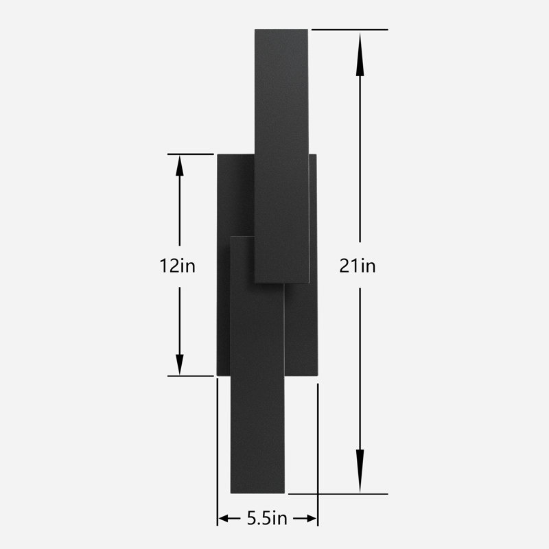 21''H Dimmable LED Black Aluminum Wall Light, Matte Black, 21" H x 5.5" W x 3.5" D