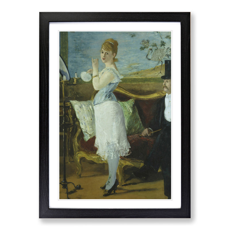 Nana by Edouard Manet - Picture Frame Painting, 48cm H x 36cm W x 2cm D, Black Framed
