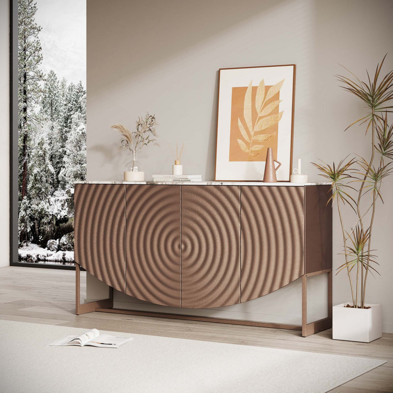 Buffet Modern Wave Texture avec plateau en marbre