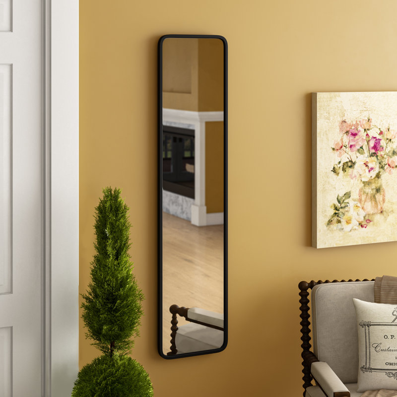 Hub Mirror with Rubber Frame, Wall Mounted or Leaned Style for Bedroom, Bathroom, Entryway
