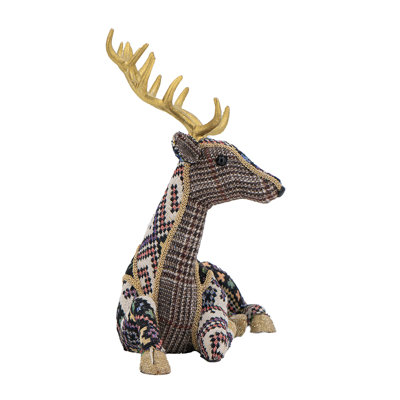 12.2x6.3x10.5" Velvet Foam Sitting Deer