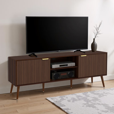Mid-century Modern Tv Stand For Tvs Up To 65", Entertainment Center With Storage Cabinets And Built-in Power Outlets & Usb Ports, Media Console Table by George Oliver