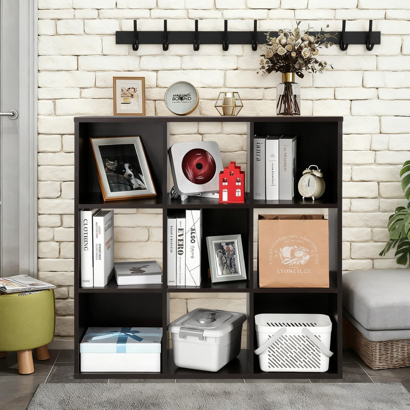 PACHIRA 9-Cube Storage Organizer Shelf, Heavy Duty Wooden Bookcase With Cubby Display, Multi-Functional Cabinet For Home Office Organization