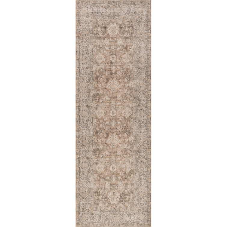 Jeccica Distressed Vintage Medallion Jute Blend Polyester Area Rug