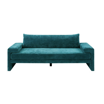 Canapé rembourré 3 places en chenille de 80,7 po avec accoudoirs larges, coussin épais, dossier ergonomique pour le salon, la chambre à coucher ou le bureau, vert