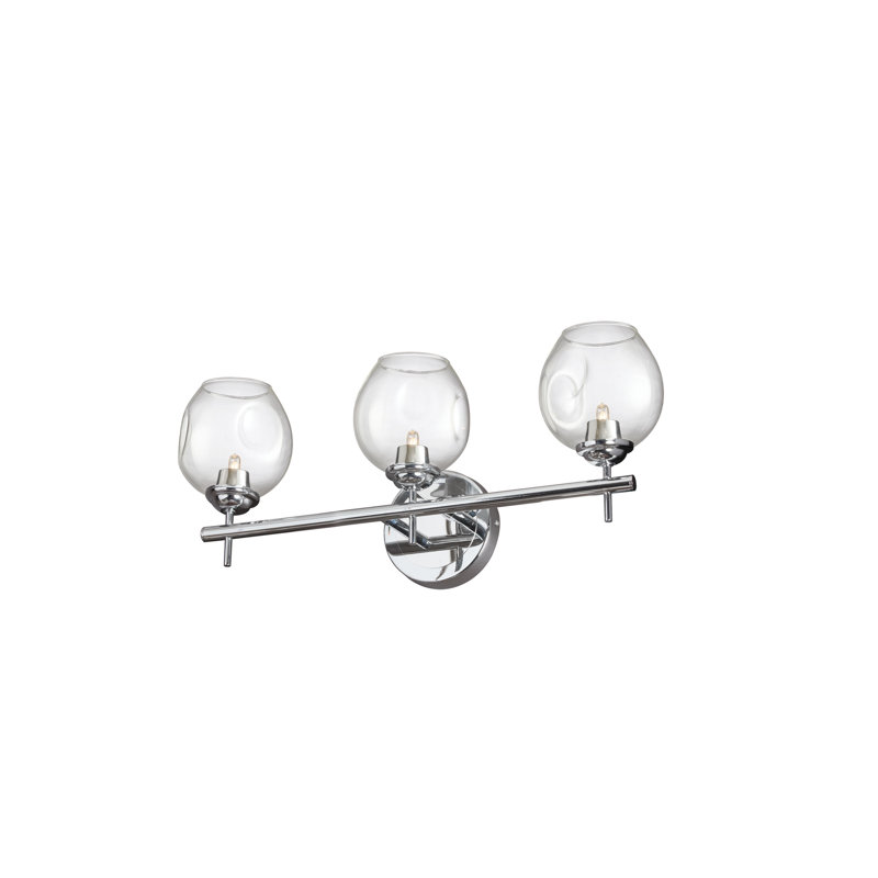 Éclairage pour meuble-lavabo à 3 lumières à intensité variable Andi, Transparent, Chrome poli