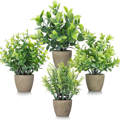 Pack Fake Plants Ceramic Mini Artificial Greenery Potted Plants for Home Office Room Farmhouse Indoor Table Bathroom Decor