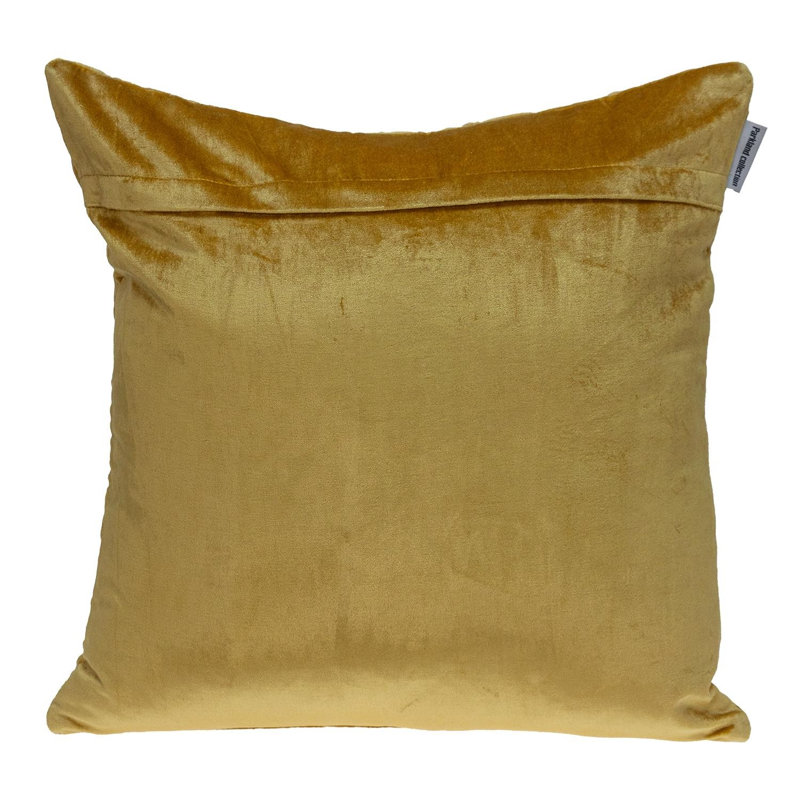 Oreiller carré touffeté à losanges jaune ocre transitionnel, Jaune