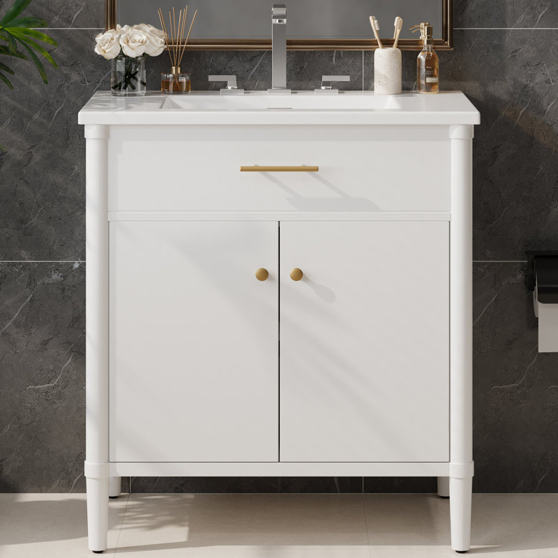 Meuble-lavabo élégant avec lavabo, système de rangement double et portes à fermeture douce pour une organisation et une élégance améliorées