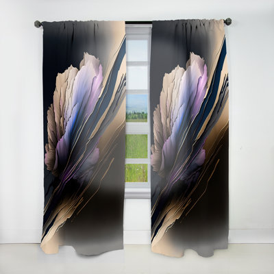 Ansonville - Purple Peony Hyper Realistic Flowers V - Modern Velvet Curtain - Room Darkening - 1 panel