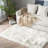 White Shag Faux Sheepskin Fluffy Fur Washable Area Rug with Gray Tip-318383184