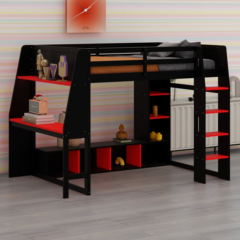 Lit mezzanine avec bureau Gaming