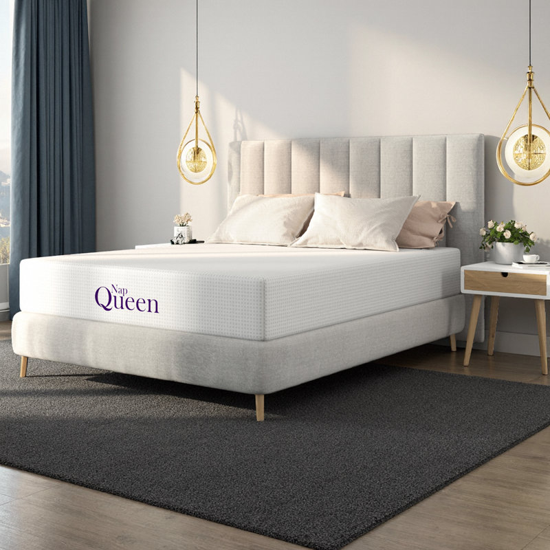 Matelas en mousse viscoélastique pleine grandeur de 10 pouces avec support infusé au charbon, confort ferme moyen et housse soyeuse LUMERIS