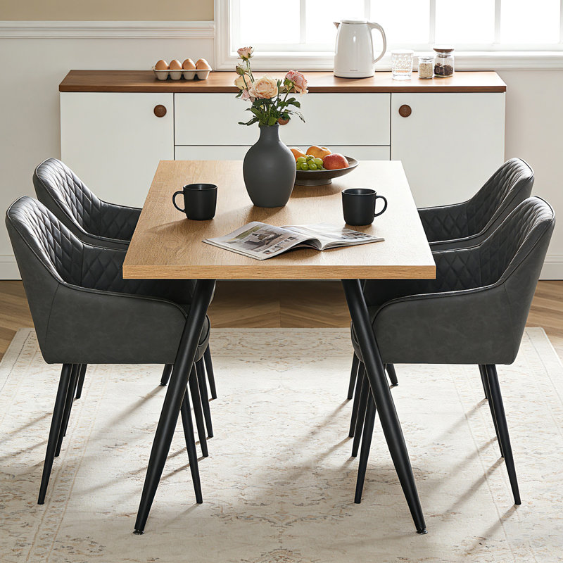Industrial 150 x 90cm 6 Person Heavy Duty Dining Table, Wood Grain