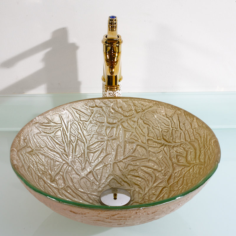 Legion Furniture Champagne Gold Glass Circular Bathroom Sink