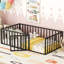 Structure de lit polyvalente en métal avec clôture et porte ouverte pour les jeux, la lecture et le sommeil des enfants-895773949