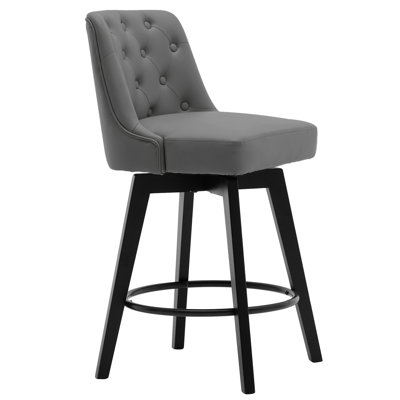 Swivel Upholstered 26'' Counter Stool Wood Leg